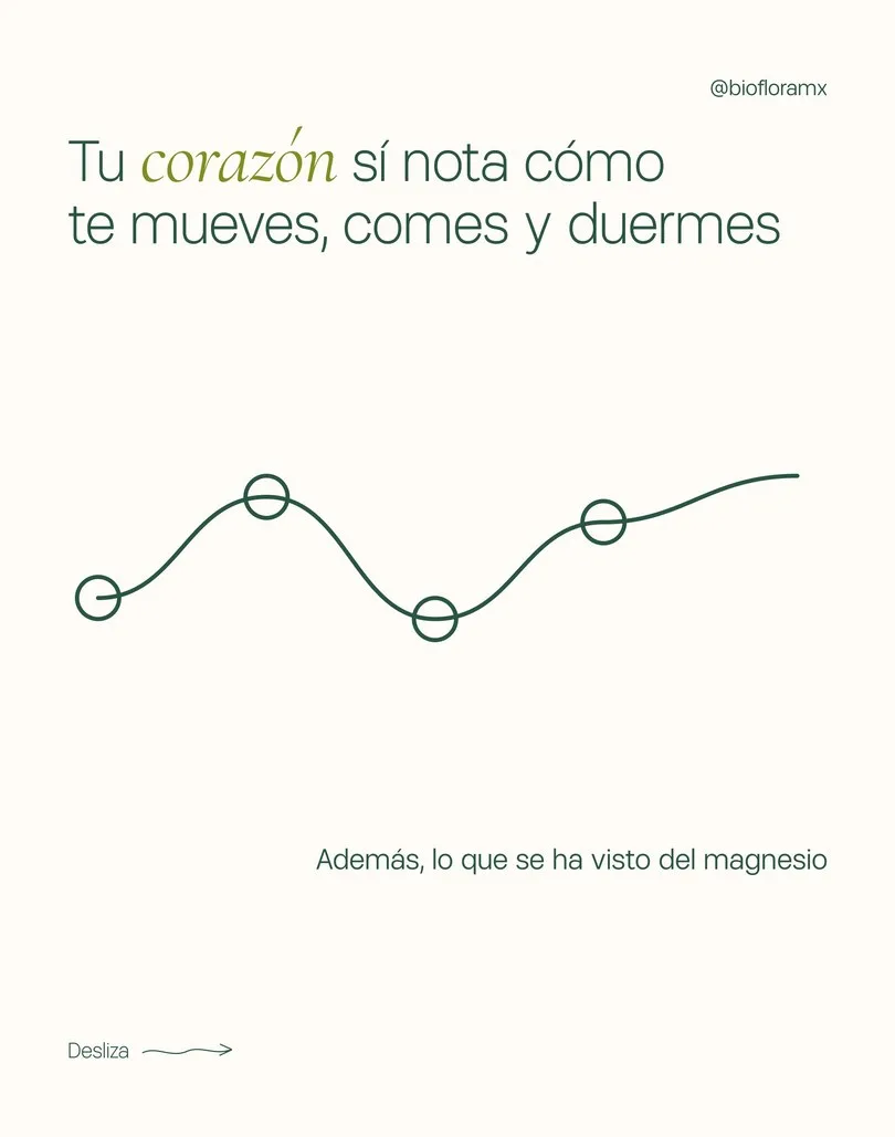Portada en crema con una línea que sube y baja y el texto «Tu corazón sí nota cómo te mueves, comes y duermes».