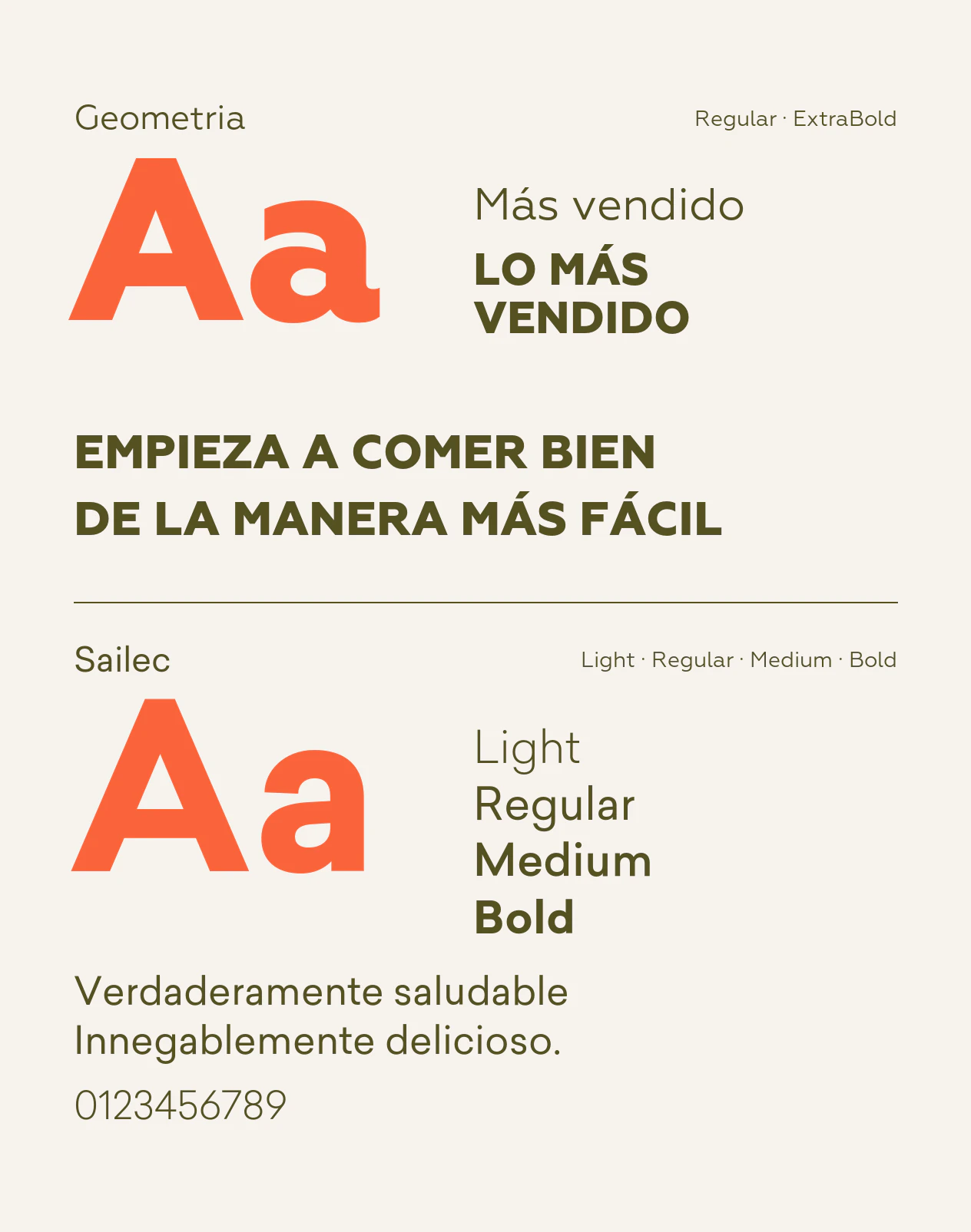 Muestra de la letra de la tienda: Sailec en cuatro pesos y Geometria en dos.